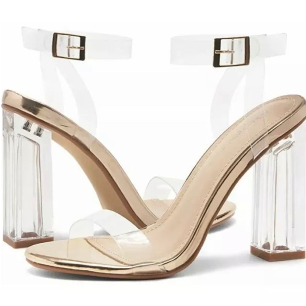 Glass Slipper Heel with clear straps - Shoe Land- New in box